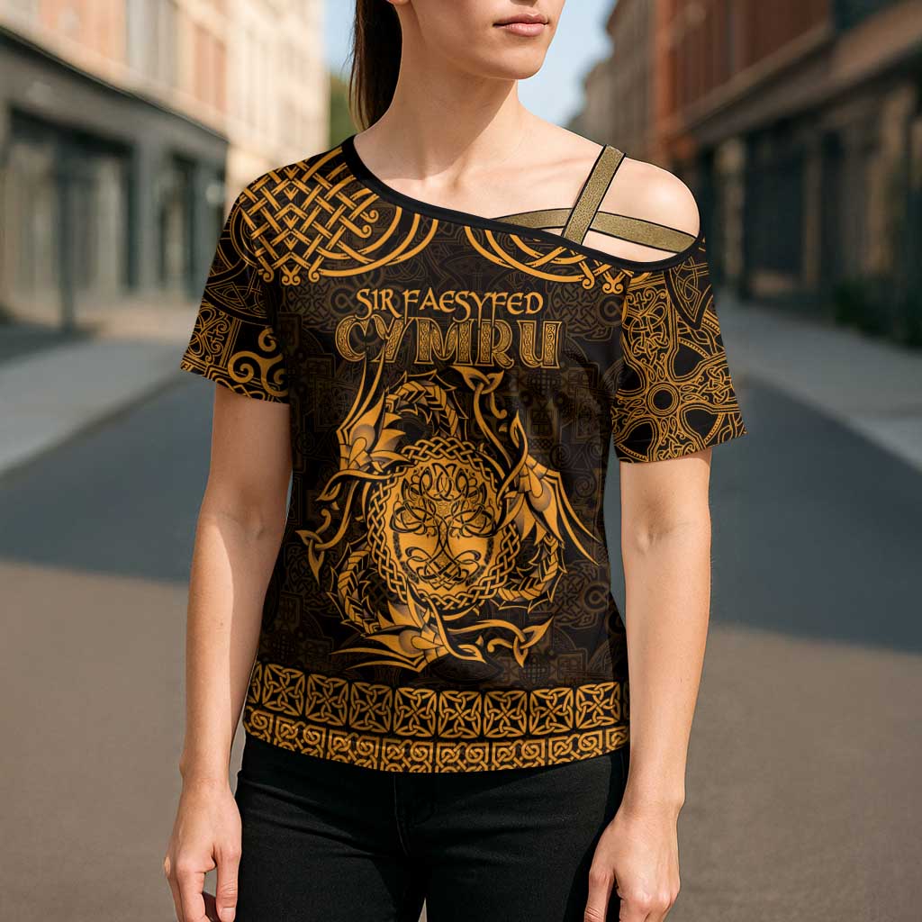 Personalized Radnorshire Sir Faesyfed Cross Shoulder Shirt Gold Oak Tree Of Life Celtic-inspired - Wonder Print Shop