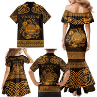 Personalized Radnorshire Sir Faesyfed Family Matching Mermaid Dress and Hawaiian Shirt Gold Oak Tree Of Life Celtic-inspired - Wonder Print Shop