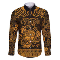 Personalized Radnorshire Sir Faesyfed Family Matching Off The Shoulder Long Sleeve Dress and Hawaiian Shirt Gold Oak Tree Of Life Celtic-inspired - Wonder Print Shop
