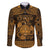 Personalized Radnorshire Sir Faesyfed Family Matching Off The Shoulder Long Sleeve Dress and Hawaiian Shirt Gold Oak Tree Of Life Celtic-inspired - Wonder Print Shop