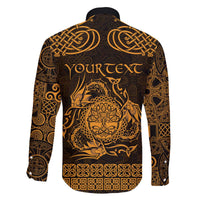 Personalized Radnorshire Sir Faesyfed Family Matching Off The Shoulder Long Sleeve Dress and Hawaiian Shirt Gold Oak Tree Of Life Celtic-inspired - Wonder Print Shop