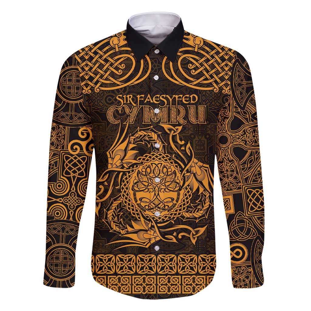 Personalized Radnorshire Sir Faesyfed Family Matching Short Sleeve Bodycon Dress and Hawaiian Shirt Gold Oak Tree Of Life Celtic-inspired - Wonder Print Shop
