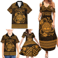 Personalized Radnorshire Sir Faesyfed Family Matching Summer Maxi Dress and Hawaiian Shirt Gold Oak Tree Of Life Celtic-inspired - Wonder Print Shop