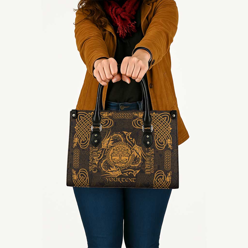 Personalized Radnorshire Sir Faesyfed Leather Bag Gold Oak Tree Of Life Celtic-inspired - Wonder Print Shop