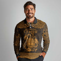 Personalized Radnorshire Sir Faesyfed Long Sleeve Polo Shirt Gold Oak Tree Of Life Celtic-inspired - Wonder Print Shop