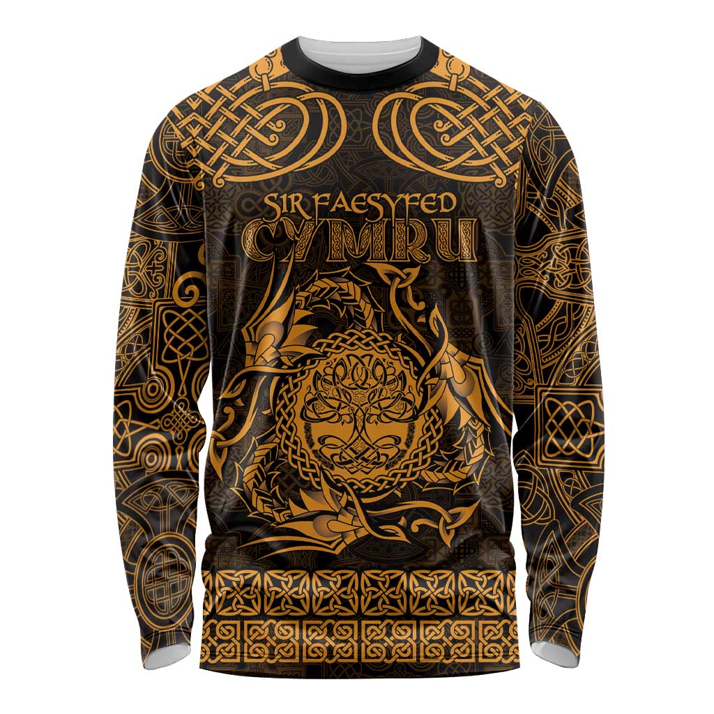 Personalized Radnorshire Sir Faesyfed Long Sleeve Shirt Gold Oak Tree Of Life Celtic-inspired - Wonder Print Shop