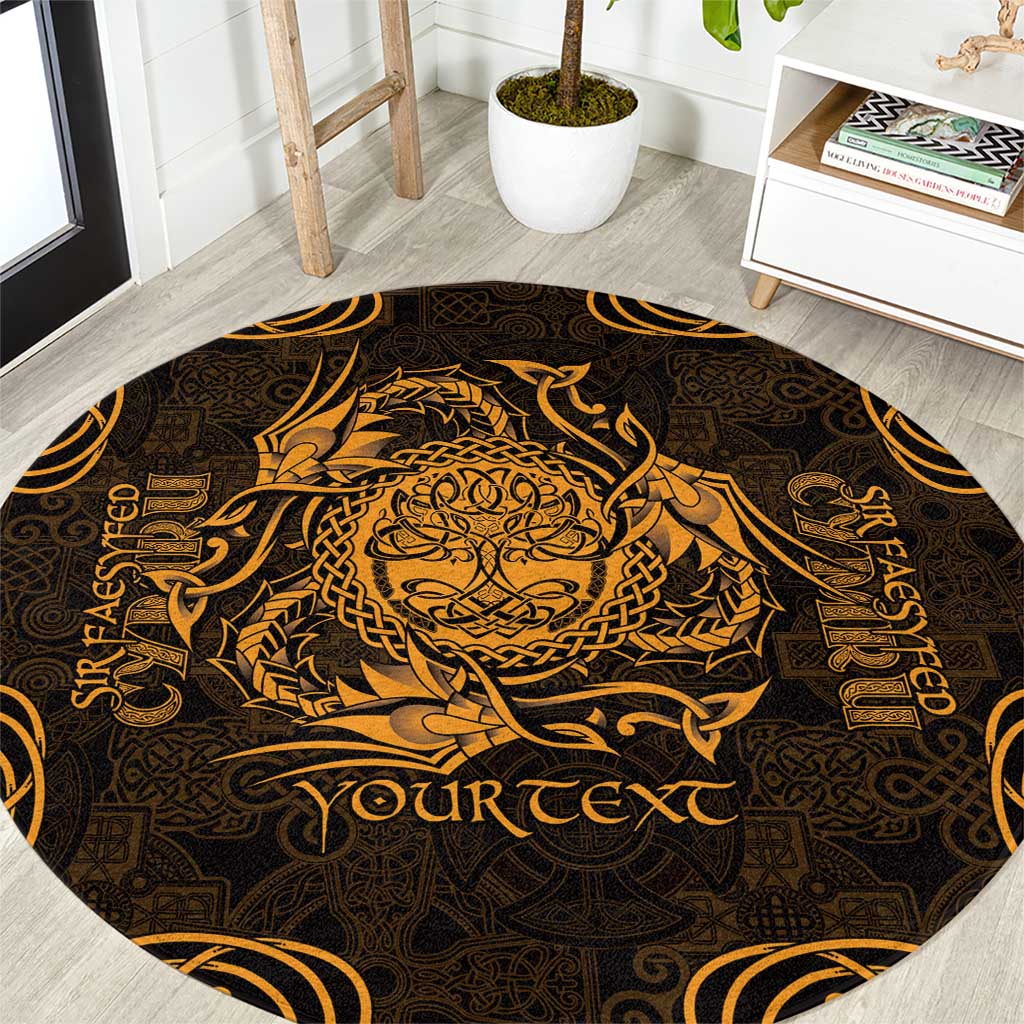 Personalized Radnorshire Sir Faesyfed Round Carpet Gold Oak Tree Of Life Celtic-inspired - Wonder Print Shop