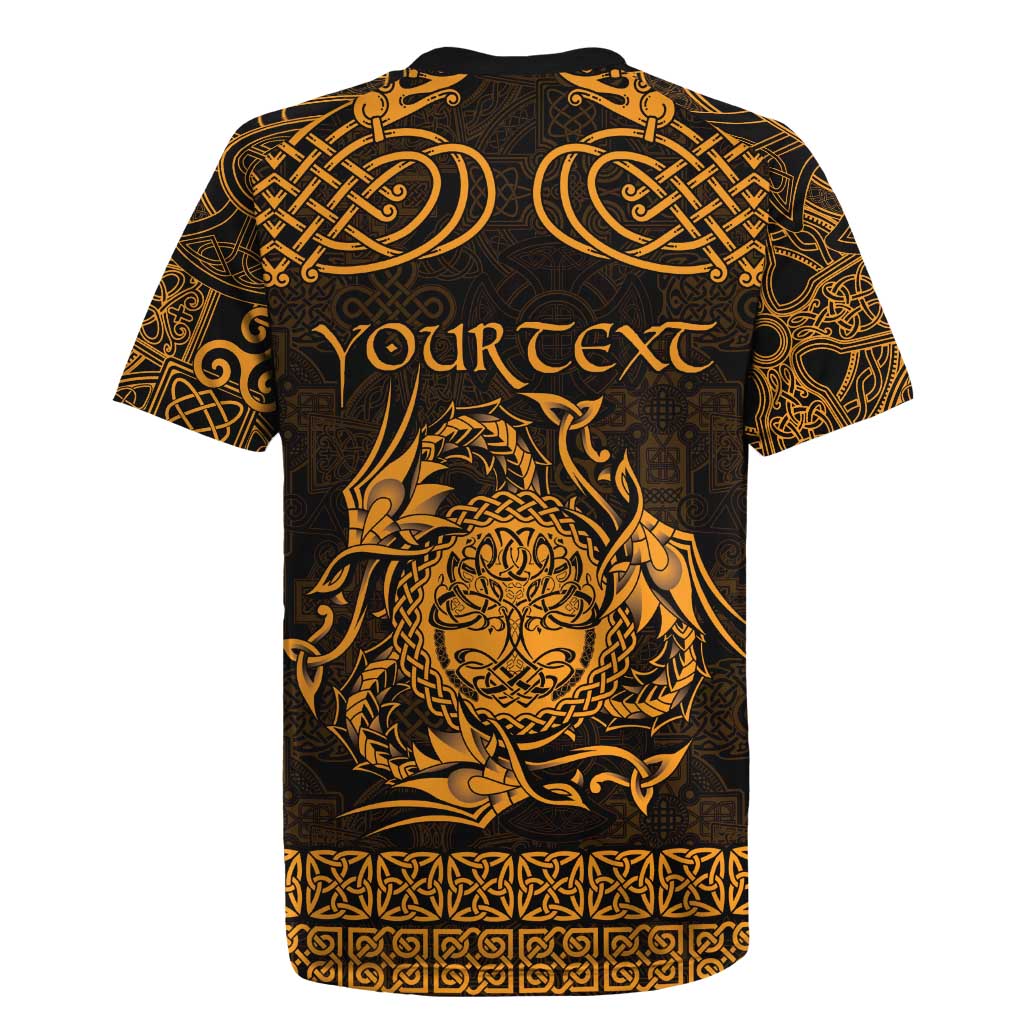 Personalized Radnorshire Sir Faesyfed Rugby Jersey Gold Oak Tree Of Life Celtic-inspired - Wonder Print Shop