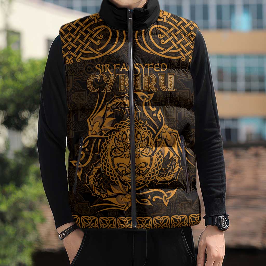 Personalized Radnorshire Sir Faesyfed Sleeveless Puffer Jacket Gold Oak Tree Of Life Celtic-inspired - Wonder Print Shop
