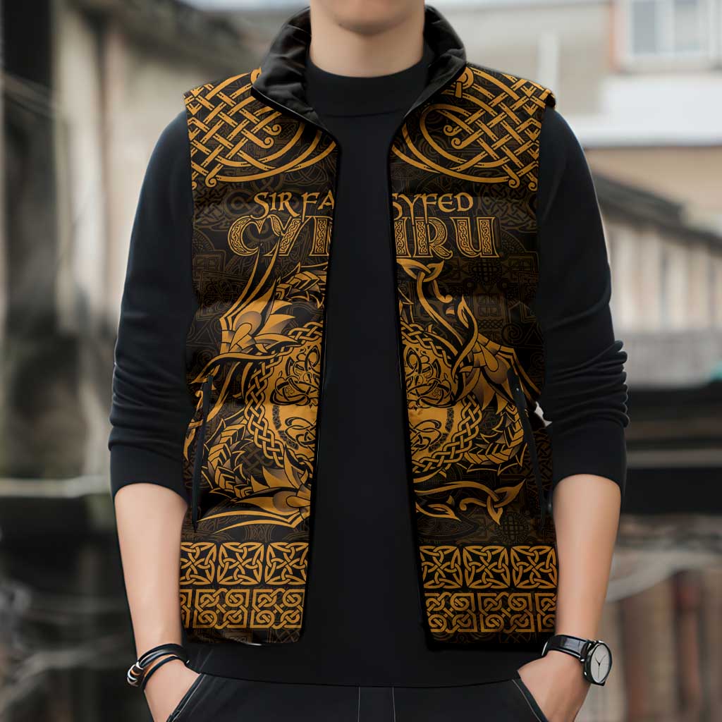 Personalized Radnorshire Sir Faesyfed Sleeveless Puffer Jacket Gold Oak Tree Of Life Celtic-inspired - Wonder Print Shop