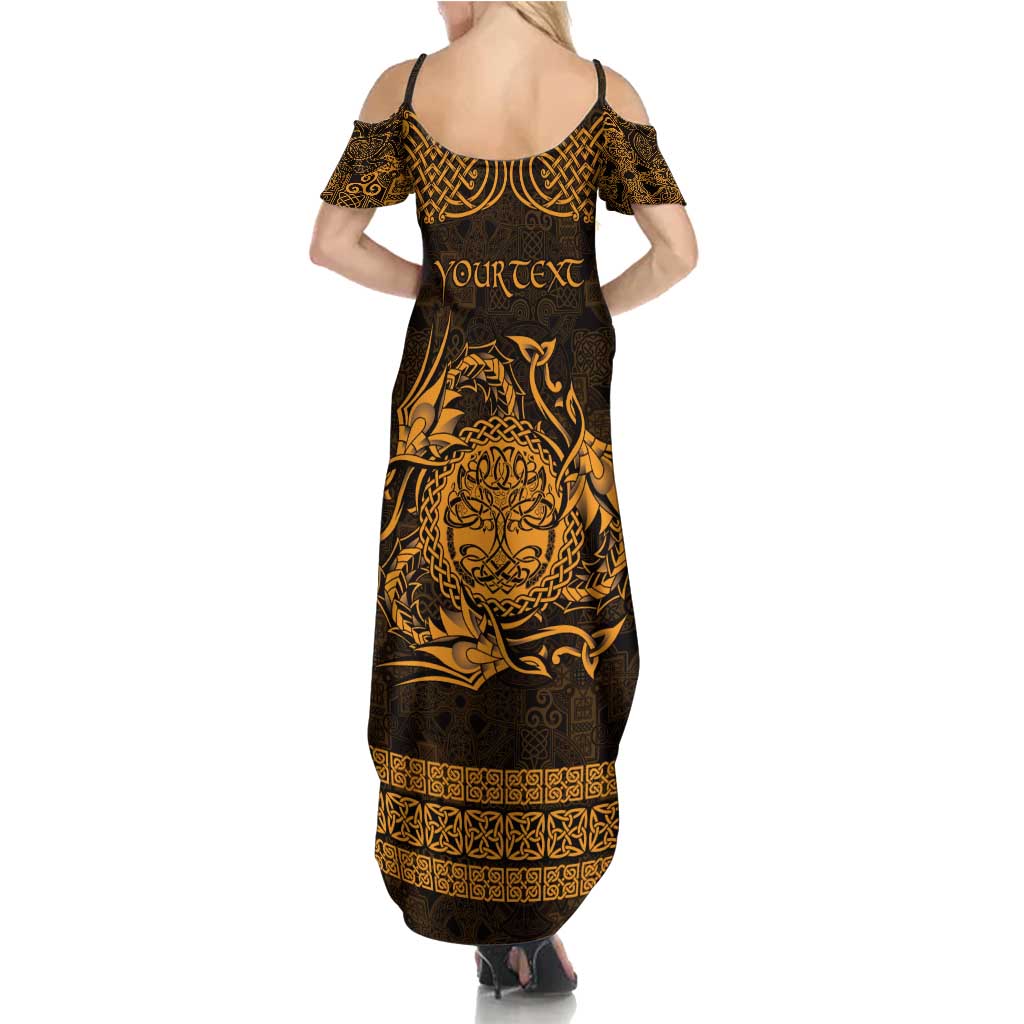 Personalized Radnorshire Sir Faesyfed Summer Maxi Dress Gold Oak Tree Of Life Celtic-inspired - Wonder Print Shop