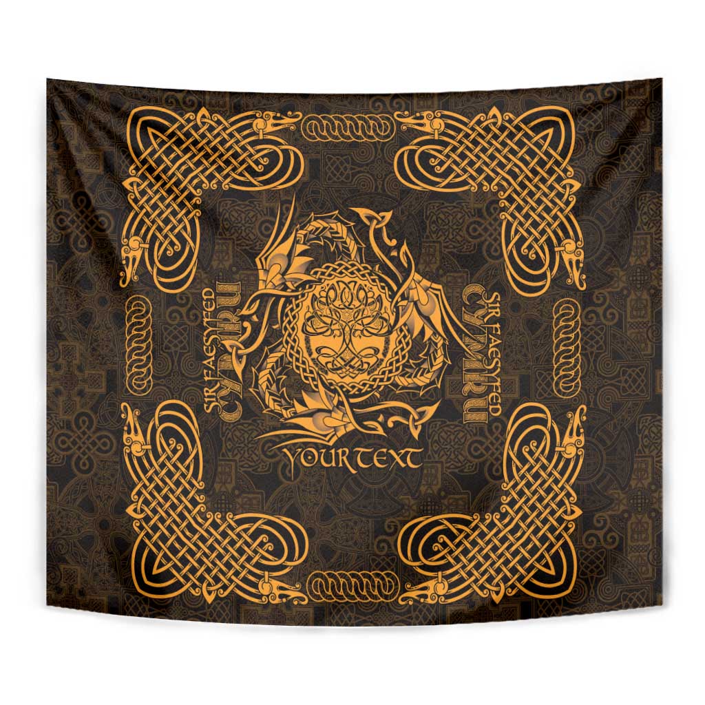 Personalized Radnorshire Sir Faesyfed Tapestry Gold Oak Tree Of Life Celtic-inspired - Wonder Print Shop