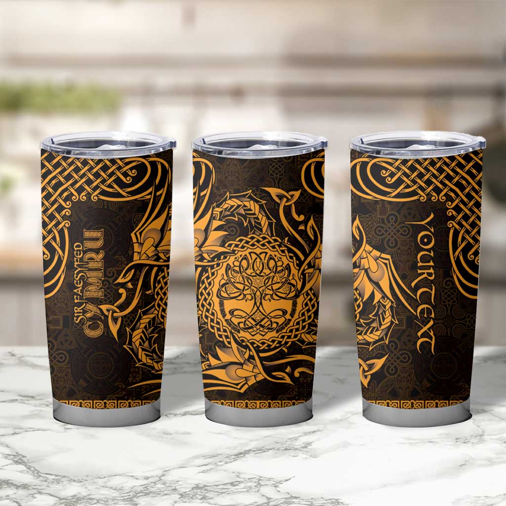 Personalized Radnorshire Sir Faesyfed Tumbler Cup Gold Oak Tree Of Life Celtic-inspired - Wonder Print Shop