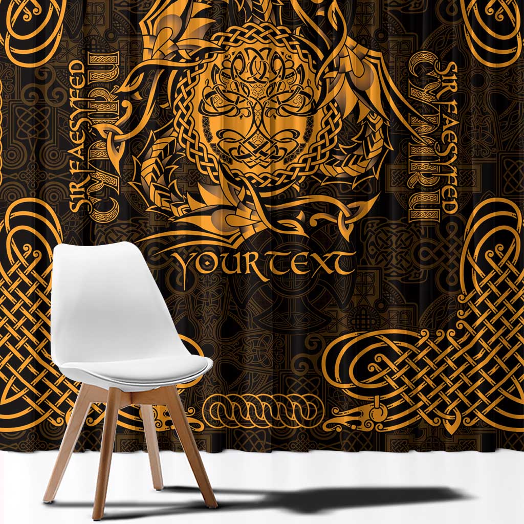 Personalized Radnorshire Sir Faesyfed Window Curtain Gold Oak Tree Of Life Celtic-inspired - Wonder Print Shop