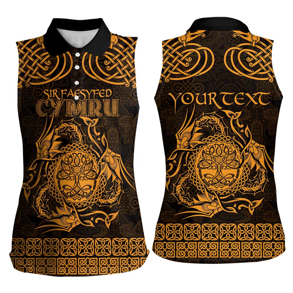 Personalized Radnorshire Sir Faesyfed Women Sleeveless Polo Shirt Gold Oak Tree Of Life Celtic-inspired - Wonder Print Shop