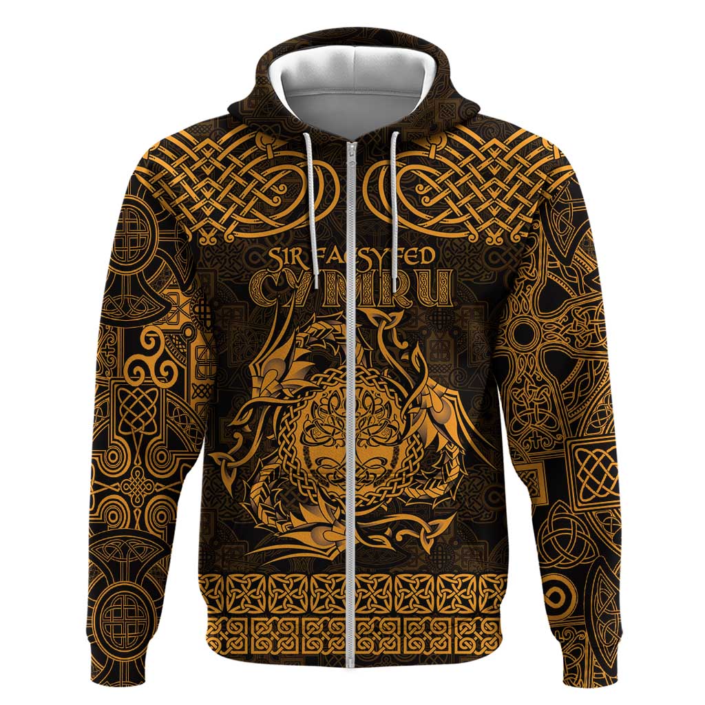 Personalized Radnorshire Sir Faesyfed Zip Hoodie Gold Oak Tree Of Life Celtic-inspired - Wonder Print Shop
