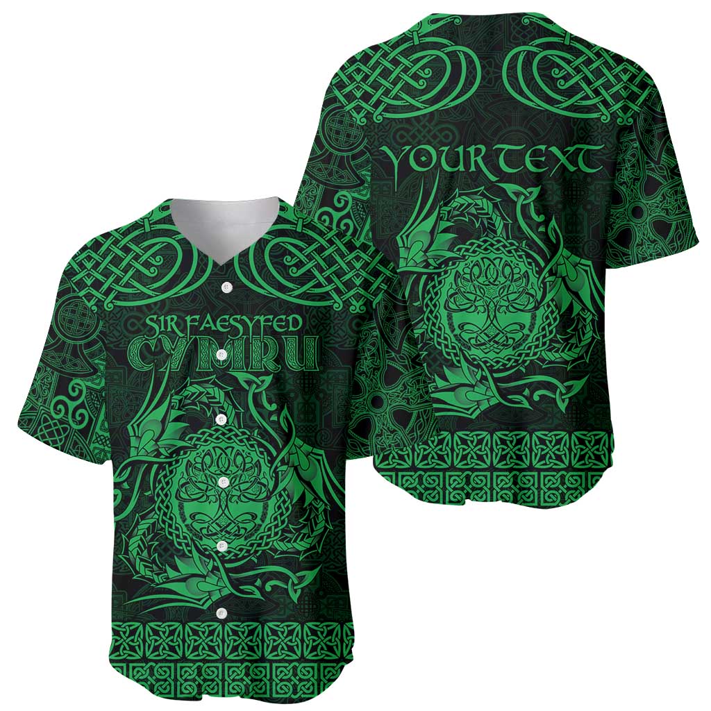 Personalized Radnorshire Sir Faesyfed Baseball Jersey Green Oak Tree Of Life Celtic-inspired - Wonder Print Shop
