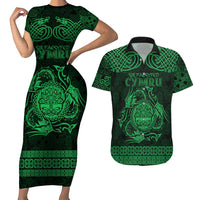 Personalized Radnorshire Sir Faesyfed Couples Matching Short Sleeve Bodycon Dress and Hawaiian Shirt Green Oak Tree Of Life Celtic-inspired - Wonder Print Shop