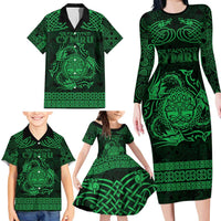 Personalized Radnorshire Sir Faesyfed Family Matching Long Sleeve Bodycon Dress and Hawaiian Shirt Green Oak Tree Of Life Celtic-inspired - Wonder Print Shop