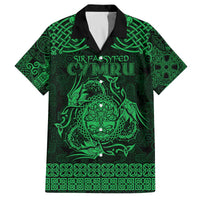 Personalized Radnorshire Sir Faesyfed Family Matching Off The Shoulder Long Sleeve Dress and Hawaiian Shirt Green Oak Tree Of Life Celtic-inspired - Wonder Print Shop