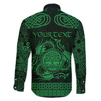 Personalized Radnorshire Sir Faesyfed Family Matching Off The Shoulder Long Sleeve Dress and Hawaiian Shirt Green Oak Tree Of Life Celtic-inspired - Wonder Print Shop