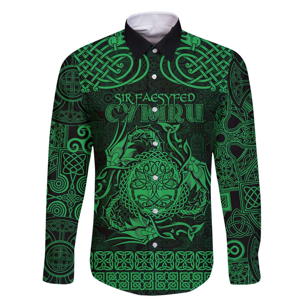 Personalized Radnorshire Sir Faesyfed Family Matching Off Shoulder Maxi Dress and Hawaiian Shirt Green Oak Tree Of Life Celtic-inspired - Wonder Print Shop