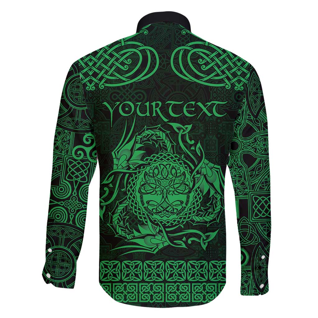 Personalized Radnorshire Sir Faesyfed Family Matching Off Shoulder Maxi Dress and Hawaiian Shirt Green Oak Tree Of Life Celtic-inspired - Wonder Print Shop