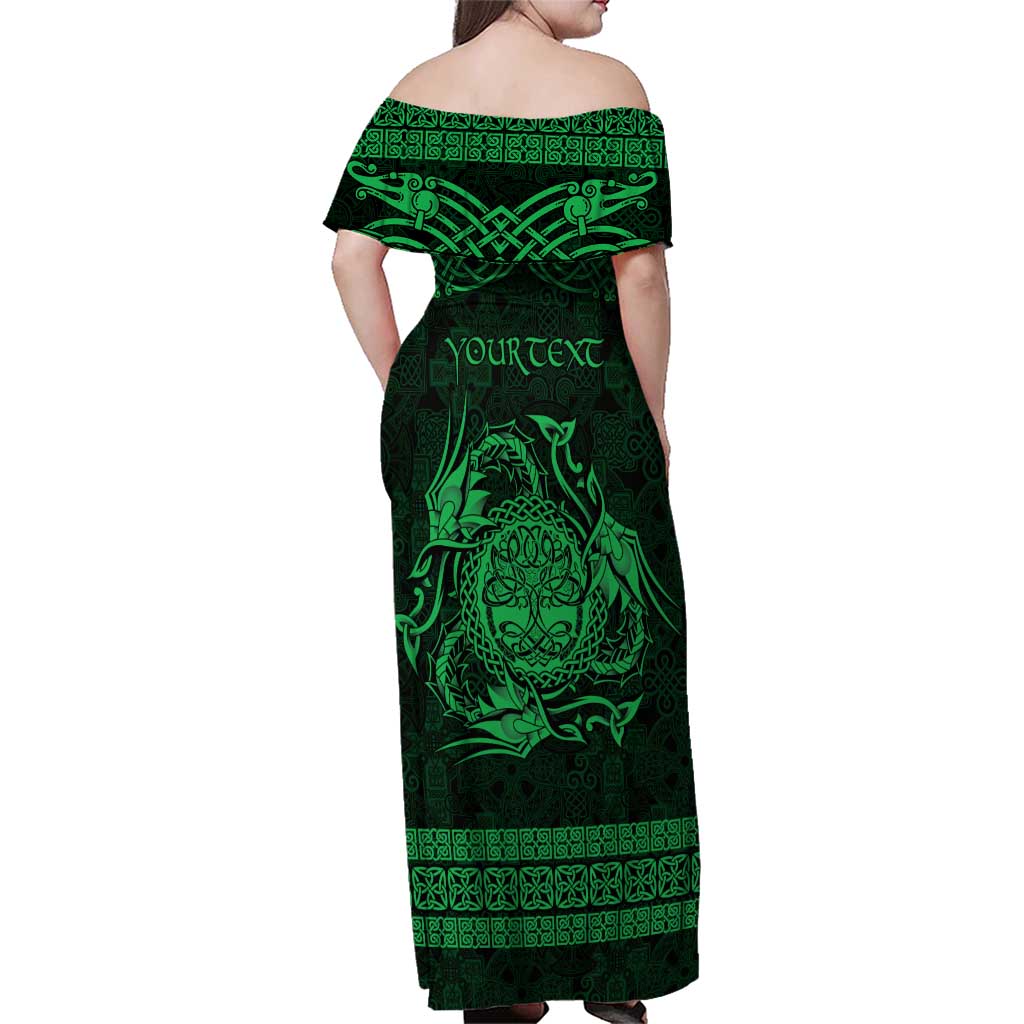 Personalized Radnorshire Sir Faesyfed Family Matching Off Shoulder Maxi Dress and Hawaiian Shirt Green Oak Tree Of Life Celtic-inspired - Wonder Print Shop
