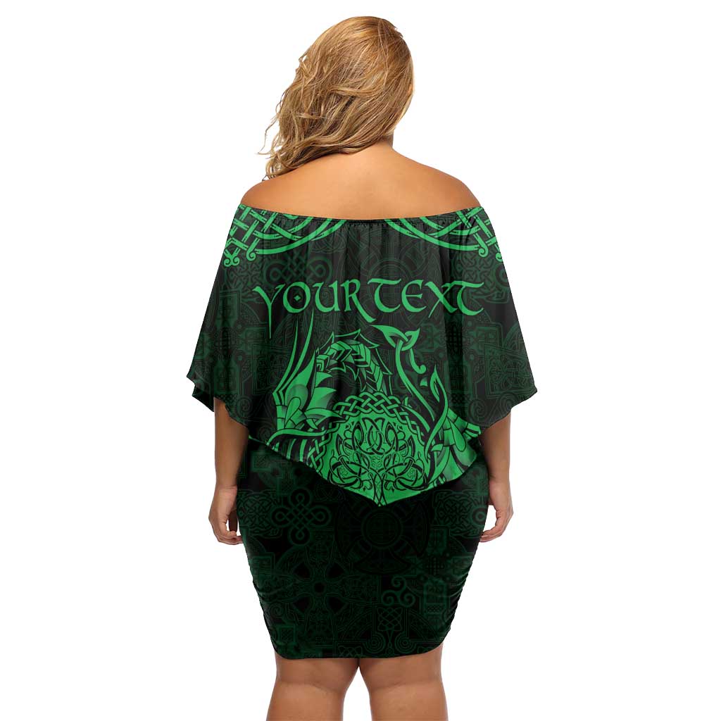 Personalized Radnorshire Sir Faesyfed Family Matching Off Shoulder Short Dress and Hawaiian Shirt Green Oak Tree Of Life Celtic-inspired - Wonder Print Shop