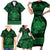 Personalized Radnorshire Sir Faesyfed Family Matching Short Sleeve Bodycon Dress and Hawaiian Shirt Green Oak Tree Of Life Celtic-inspired - Wonder Print Shop