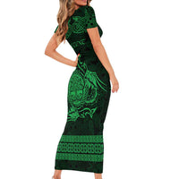 Personalized Radnorshire Sir Faesyfed Family Matching Short Sleeve Bodycon Dress and Hawaiian Shirt Green Oak Tree Of Life Celtic-inspired - Wonder Print Shop