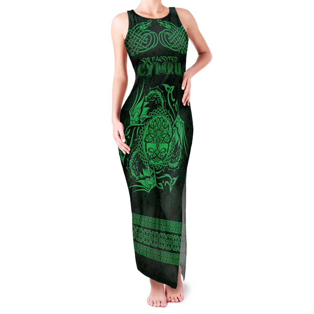 Personalized Radnorshire Sir Faesyfed Family Matching Tank Maxi Dress and Hawaiian Shirt Green Oak Tree Of Life Celtic-inspired - Wonder Print Shop
