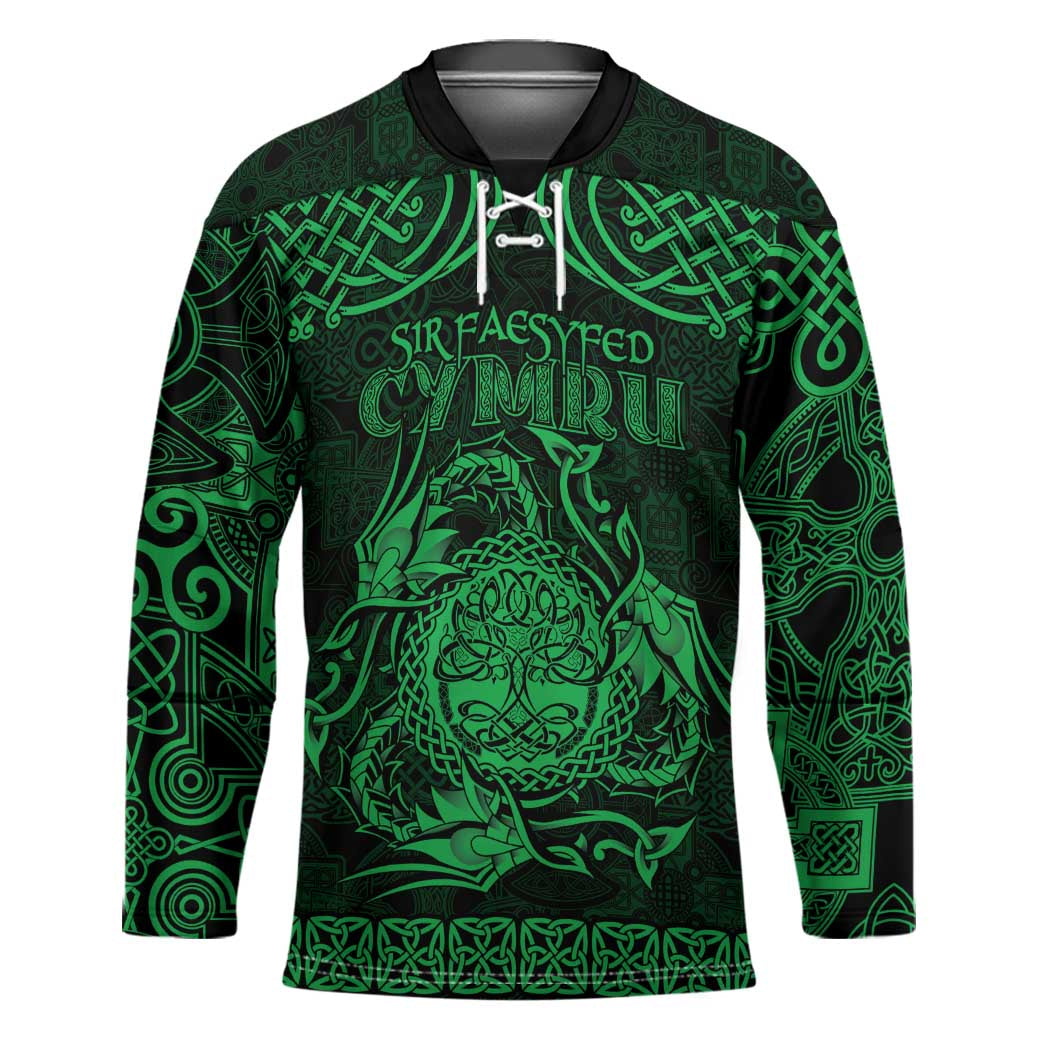 Personalized Radnorshire Sir Faesyfed Hockey Jersey Green Oak Tree Of Life Celtic-inspired - Wonder Print Shop