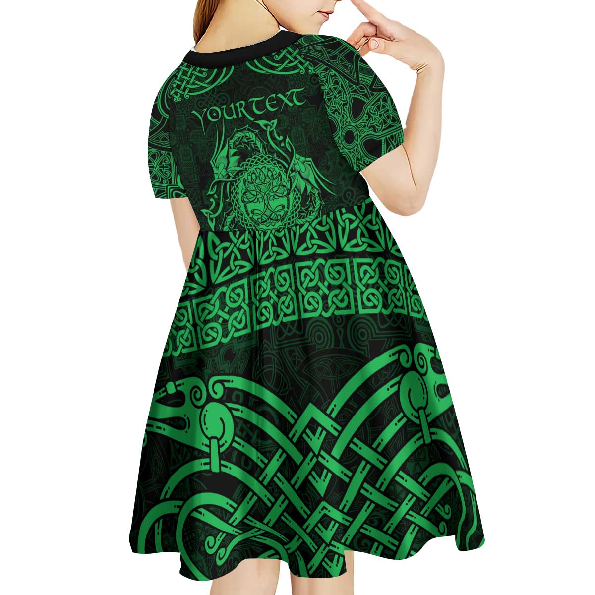 Personalized Radnorshire Sir Faesyfed Kid Short Sleeve Dress Green Oak Tree Of Life Celtic-inspired - Wonder Print Shop