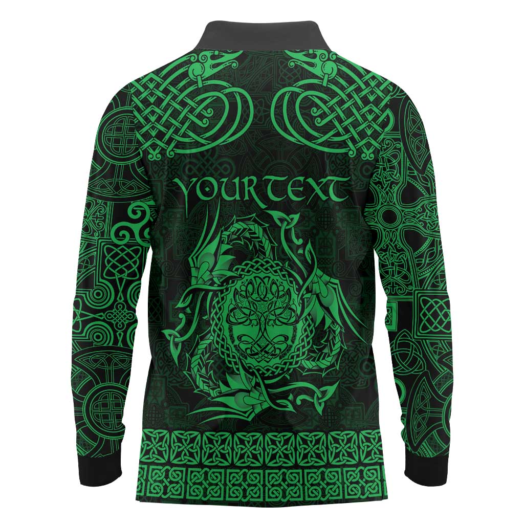 Personalized Radnorshire Sir Faesyfed Long Sleeve Polo Shirt Green Oak Tree Of Life Celtic-inspired - Wonder Print Shop