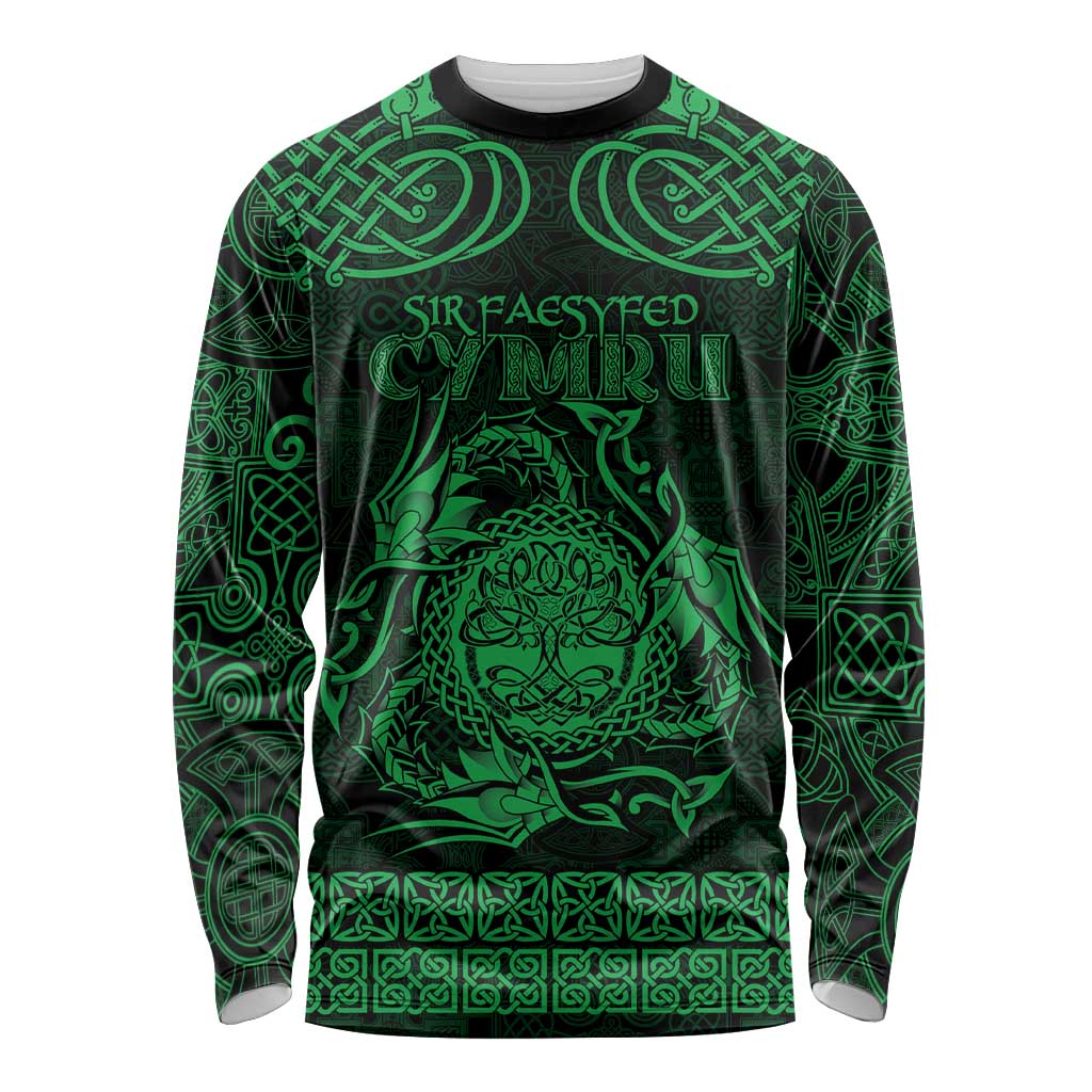 Personalized Radnorshire Sir Faesyfed Long Sleeve Shirt Green Oak Tree Of Life Celtic-inspired - Wonder Print Shop