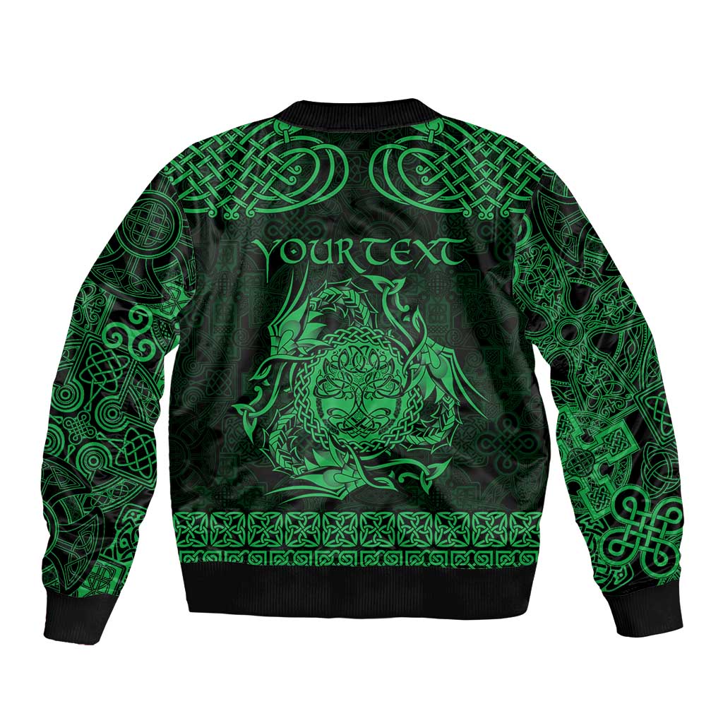 Personalized Radnorshire Sir Faesyfed Sleeve Zip Bomber Jacket Green Oak Tree Of Life Celtic-inspired - Wonder Print Shop
