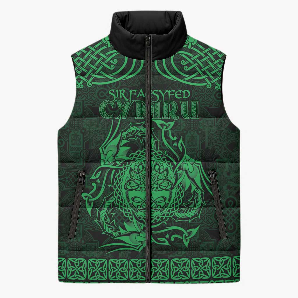 Personalized Radnorshire Sir Faesyfed Sleeveless Puffer Jacket Green Oak Tree Of Life Celtic-inspired - Wonder Print Shop