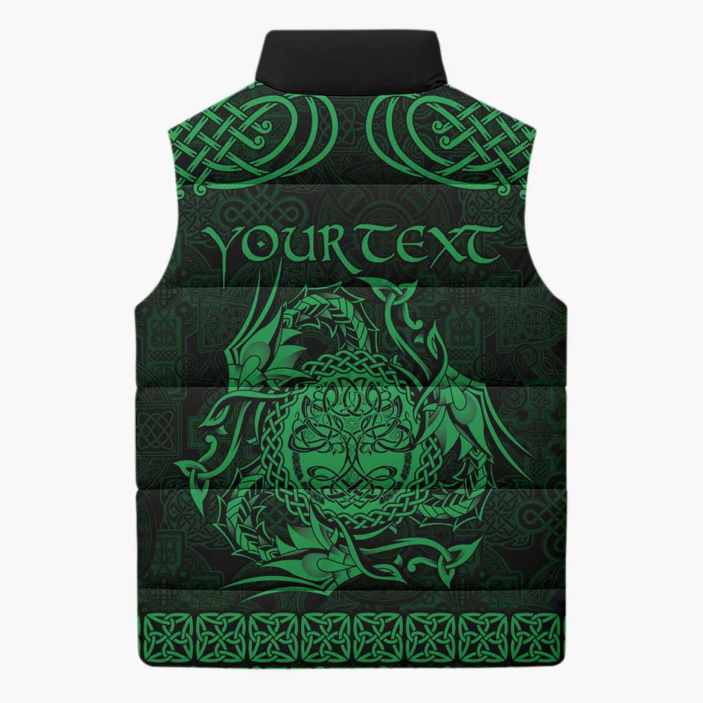 Personalized Radnorshire Sir Faesyfed Sleeveless Puffer Jacket Green Oak Tree Of Life Celtic-inspired - Wonder Print Shop