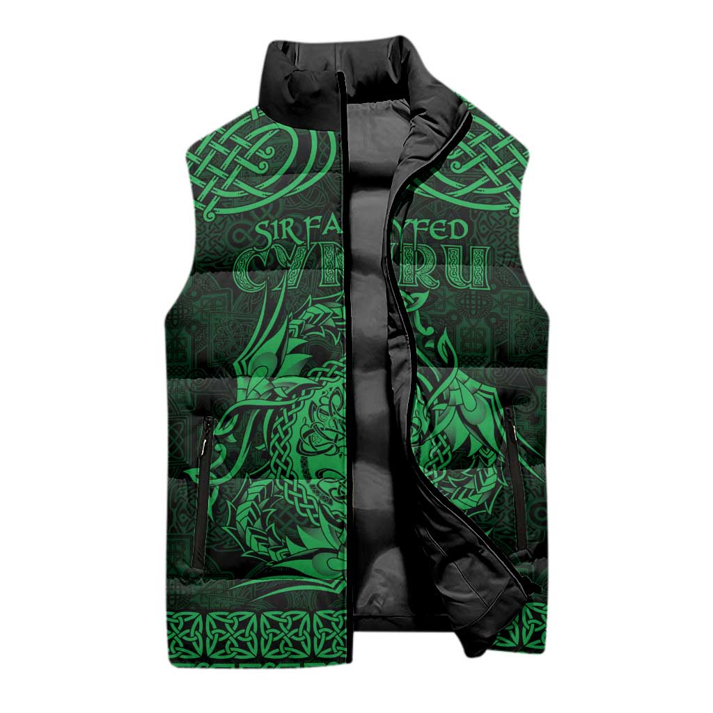 Personalized Radnorshire Sir Faesyfed Sleeveless Puffer Jacket Green Oak Tree Of Life Celtic-inspired - Wonder Print Shop