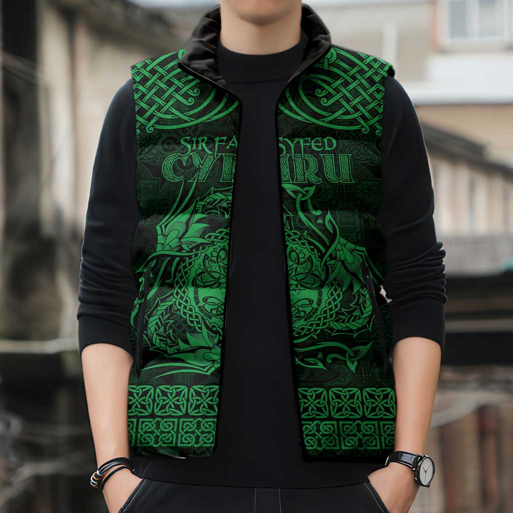 Personalized Radnorshire Sir Faesyfed Sleeveless Puffer Jacket Green Oak Tree Of Life Celtic-inspired - Wonder Print Shop