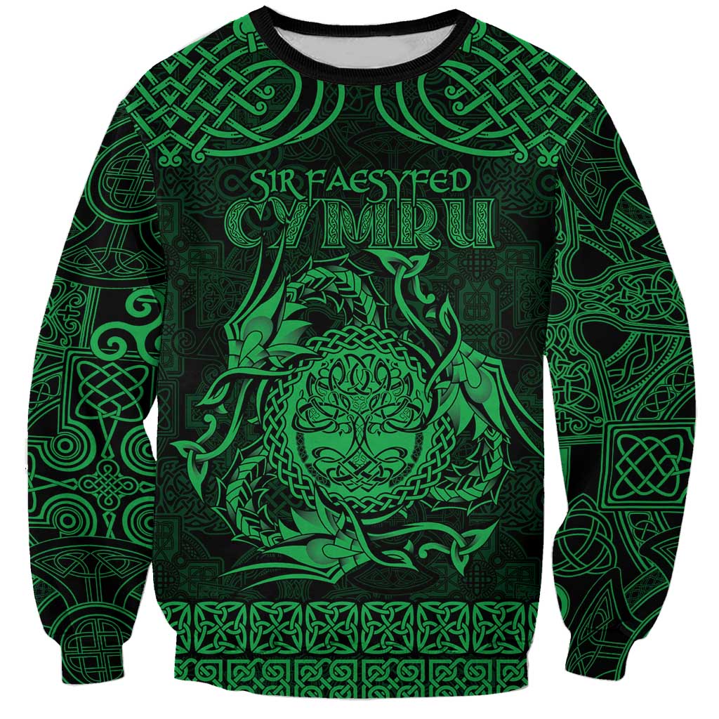 Personalized Radnorshire Sir Faesyfed Sweatshirt Green Oak Tree Of Life Celtic-inspired - Wonder Print Shop