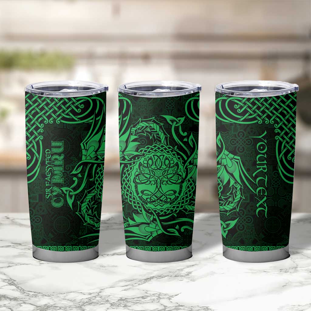 Personalized Radnorshire Sir Faesyfed Tumbler Cup Green Oak Tree Of Life Celtic-inspired - Wonder Print Shop