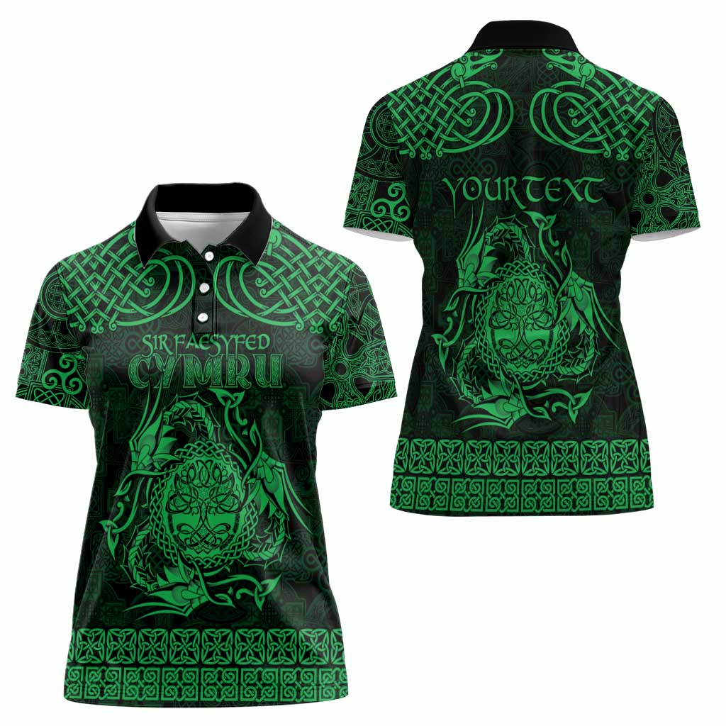 Personalized Radnorshire Sir Faesyfed Women Polo Shirt Green Oak Tree Of Life Celtic-inspired - Wonder Print Shop