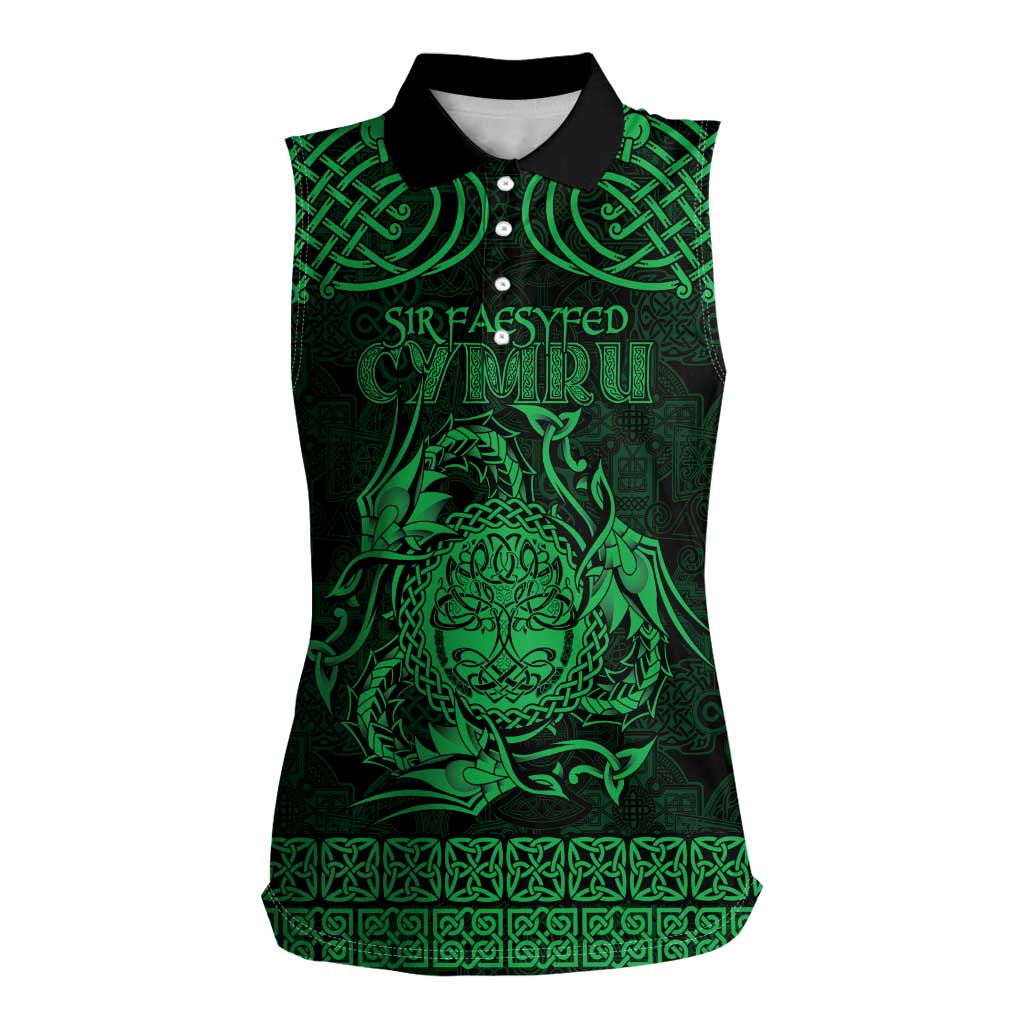 Personalized Radnorshire Sir Faesyfed Women Sleeveless Polo Shirt Green Oak Tree Of Life Celtic-inspired - Wonder Print Shop