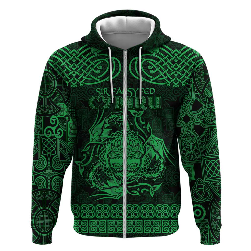 Personalized Radnorshire Sir Faesyfed Zip Hoodie Green Oak Tree Of Life Celtic-inspired - Wonder Print Shop