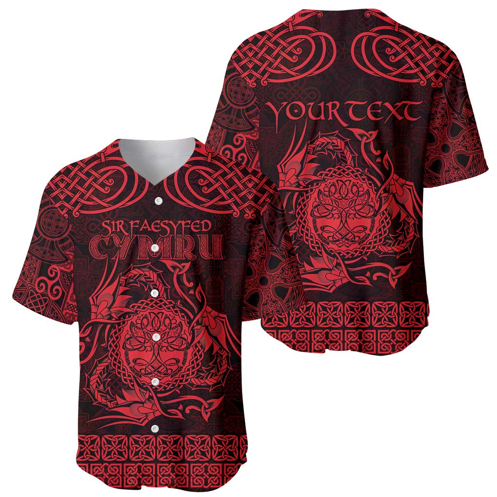 Personalized Radnorshire Sir Faesyfed Baseball Jersey Red Oak Tree Of Life Celtic-inspired - Wonder Print Shop