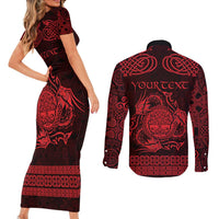 Personalized Radnorshire Sir Faesyfed Couples Matching Short Sleeve Bodycon Dress and Long Sleeve Button Shirt Red Oak Tree Of Life Celtic-inspired - Wonder Print Shop