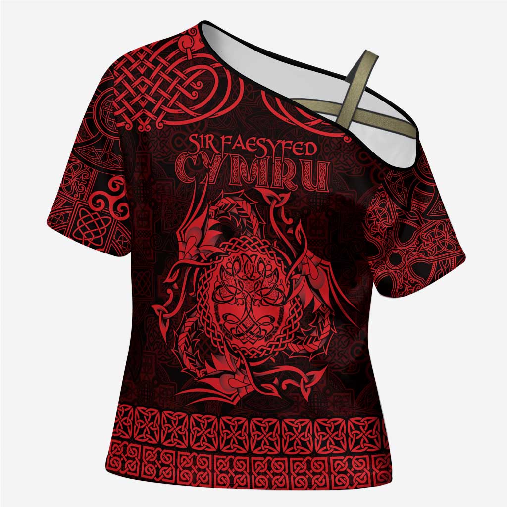 Personalized Radnorshire Sir Faesyfed Cross Shoulder Shirt Red Oak Tree Of Life Celtic-inspired - Wonder Print Shop