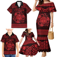 Personalized Radnorshire Sir Faesyfed Family Matching Mermaid Dress and Hawaiian Shirt Red Oak Tree Of Life Celtic-inspired - Wonder Print Shop